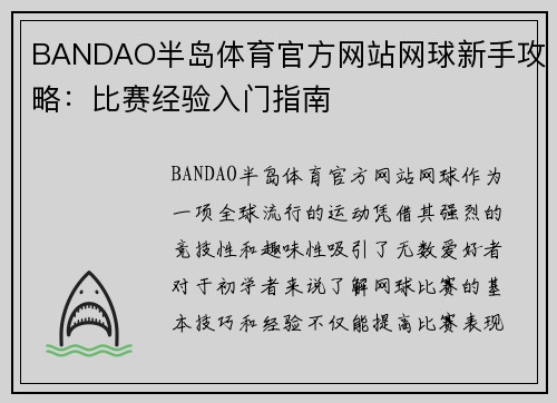 BANDAO半岛体育官方网站网球新手攻略：比赛经验入门指南
